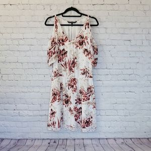 Size 10 Printed Floral Boho Cold Shoulder Dress